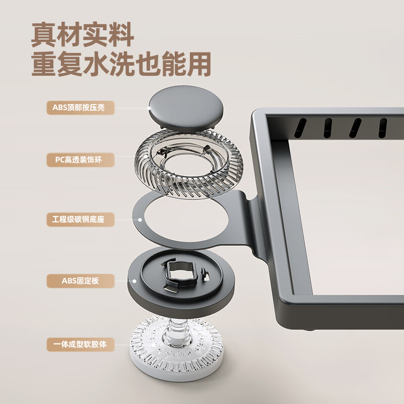 ecoco吸盘锅盖放置架厨房沥水免打孔壁挂式菜板支架砧板案板收纳架 【免钉胶款/枪灰色】双层锅盖架