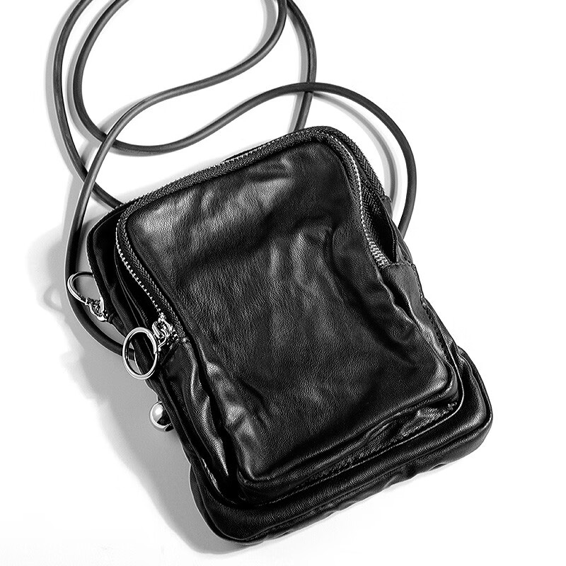 刀雄美发剪刀包发型师专用挎包拉链式头层牛皮美发工具包个性创意 4支装拉链式剪刀包(黑色)