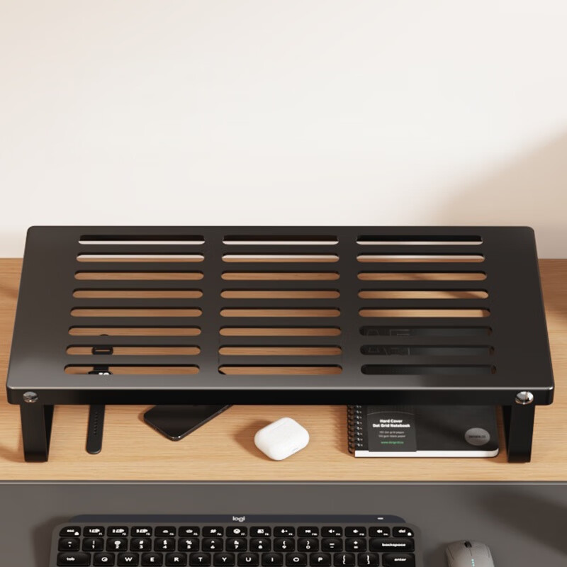 馨婺家笔记本电脑支架烧烤架子桌面显示器增高架悬空散热架电竞房游戏本 黑色小号34*27*7.5cm【加厚碳钢】