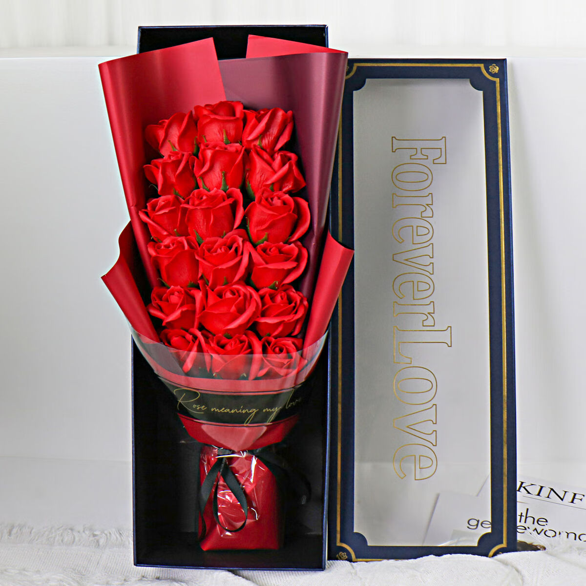 中掌柜33朵香皂花玫瑰花束礼盒永生花七夕情人节礼品表白送女友生日