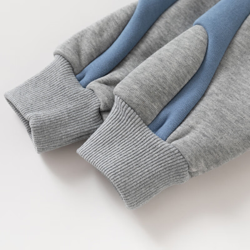 WELLKIDS男童2025新款儿童韩版运动加绒套装中小童宽松卫衣休闲长裤两件套 藏青 90