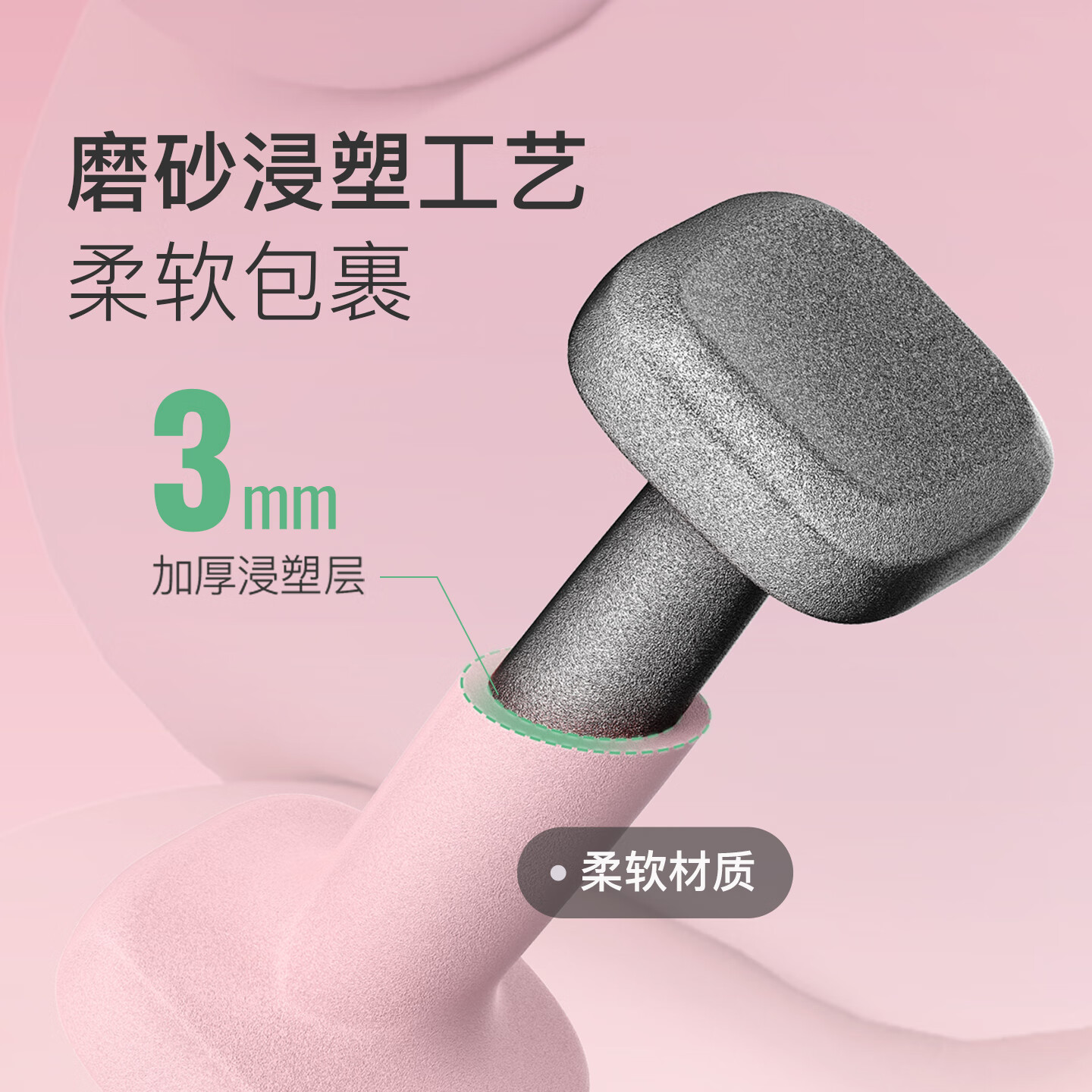 Keep新品云感方哑铃女士健身器材家用男士力量训练课程同款练臂肌 超凡粉 2kg*2