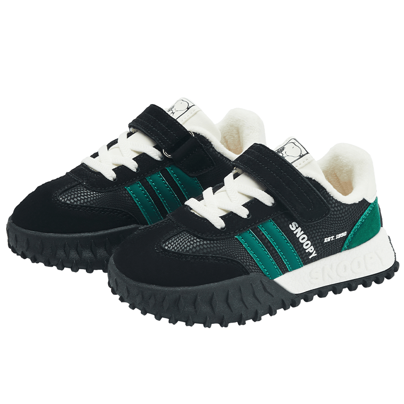 SNOOPY史努比童鞋男童运动鞋冬季保暖休闲鞋耐磨跑步二棉鞋2869黑白32