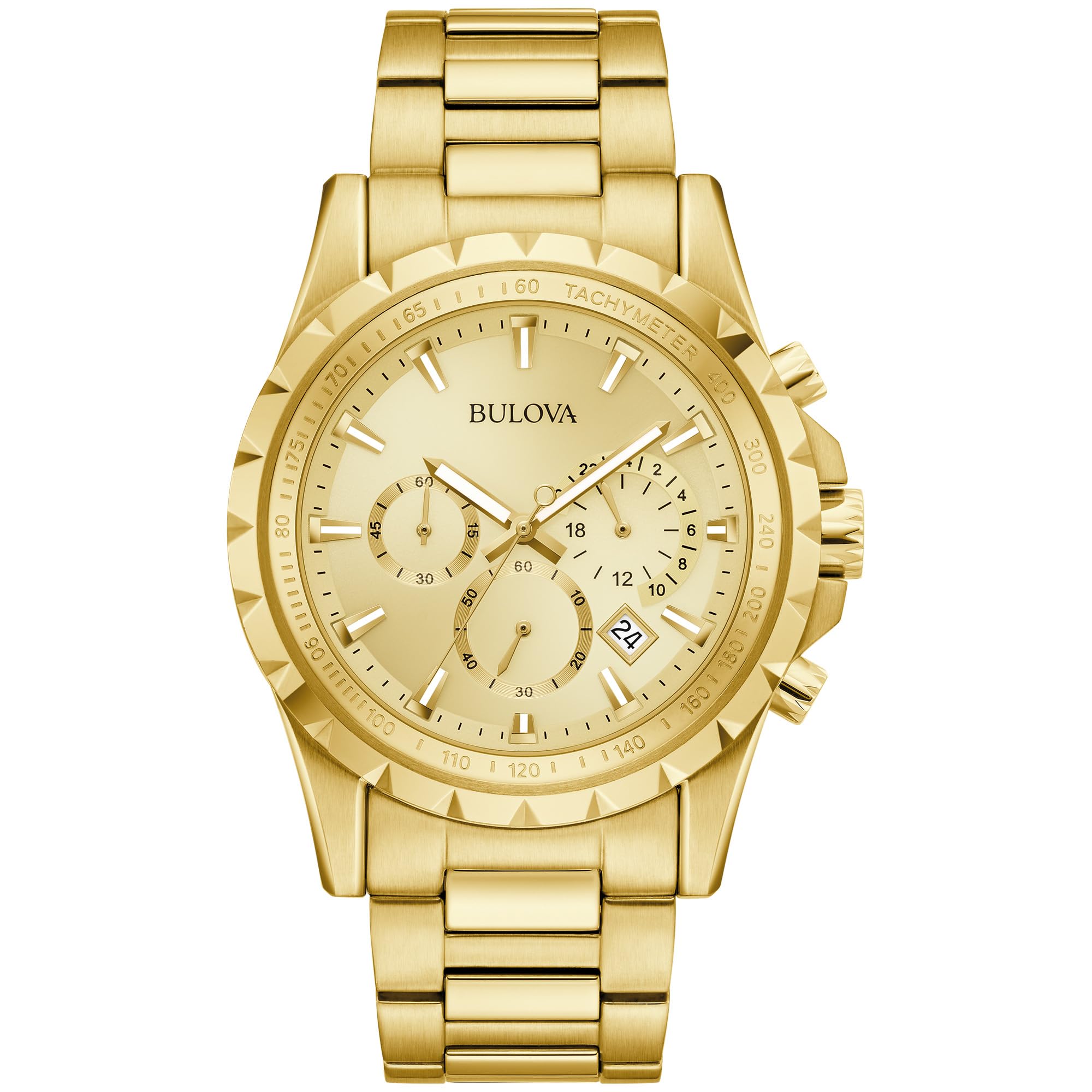 宝路华Bulova Marine Star 6指针计时石英表 97B119 Gold 42.0 mm