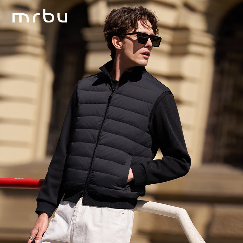 Mr.Bu布先生立领羽绒马甲开衫男2025秋冬新款百搭简约鹅绒外套KT16636 钢琴黑 S (165)