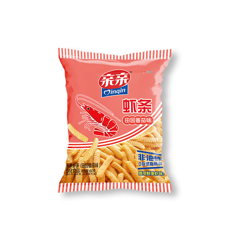 亲亲（Qinqin）膨化虾条虾片薯片等任选大包办公室网红休闲零食小吃食品 虾条番茄味