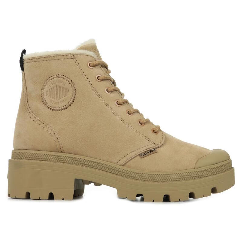 帕拉丁（PALLADIUM）馬丁靴女士保暖舒適防滑耐磨透氣干爽支撐真皮材質(zhì)中筒設(shè)計(jì) Beige 37