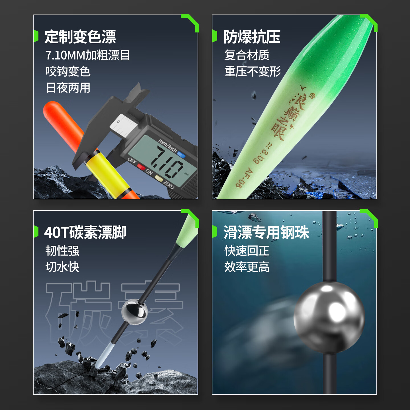 名犀免调漂路滑线组套装矶竿钓组自动找底双铅滑漂远投成品专用主线组 双铅路滑线组【1卷】+1支咬钩变色漂+电池 3号线