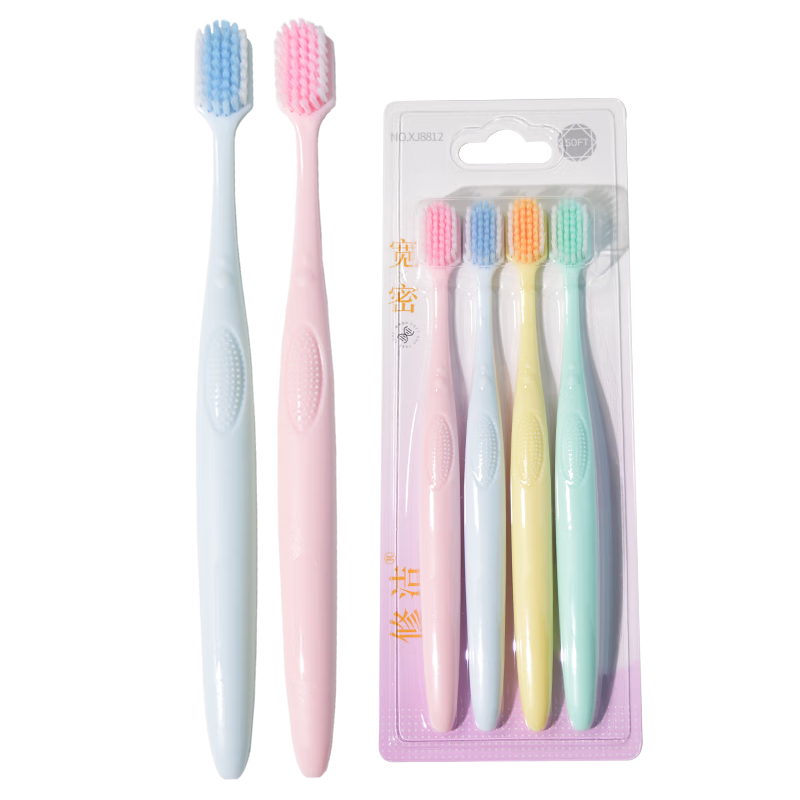 修洁成人软毛护龈牙刷家用情侣便携旅行款清洁牙缝高颜值牙刷男女 韩妮雅升级版成人罗马柱山型凸面软毛牙刷 5支