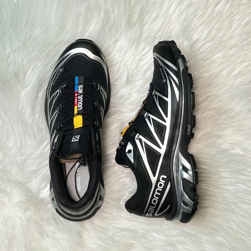 薩洛蒙（Salomon）XT-6 戶外徒步越野抓地緩震運(yùn)動(dòng)跑步休閑鞋  黑銀 38 偏小半碼