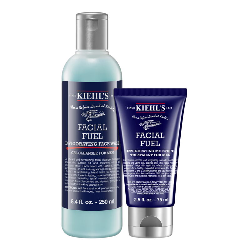 科颜氏(Kiehl's)男士保湿洁面250ml+乳液75ml 控油补水护肤品生日礼物男