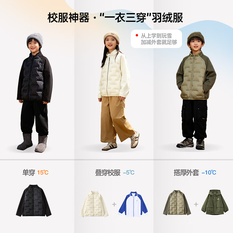 小猪班纳（PEPCO）童装2025冬装新款儿童立领羽绒服中大童男童羽绒衣女童潮 黑色 150