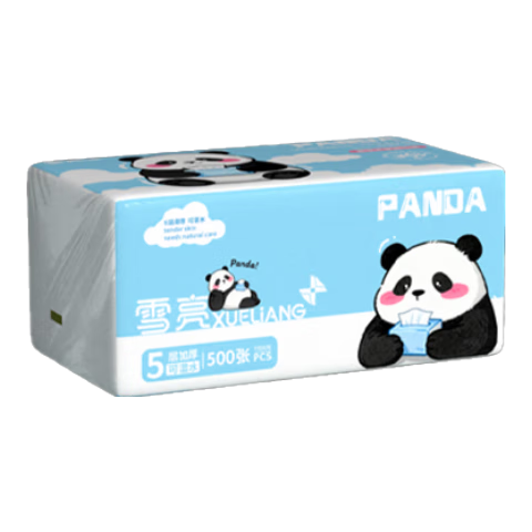 雪亮500张大包抽纸优等品5层加厚纸巾大尺寸面巾纸餐巾纸可湿水卫生纸 5层 500张*6包