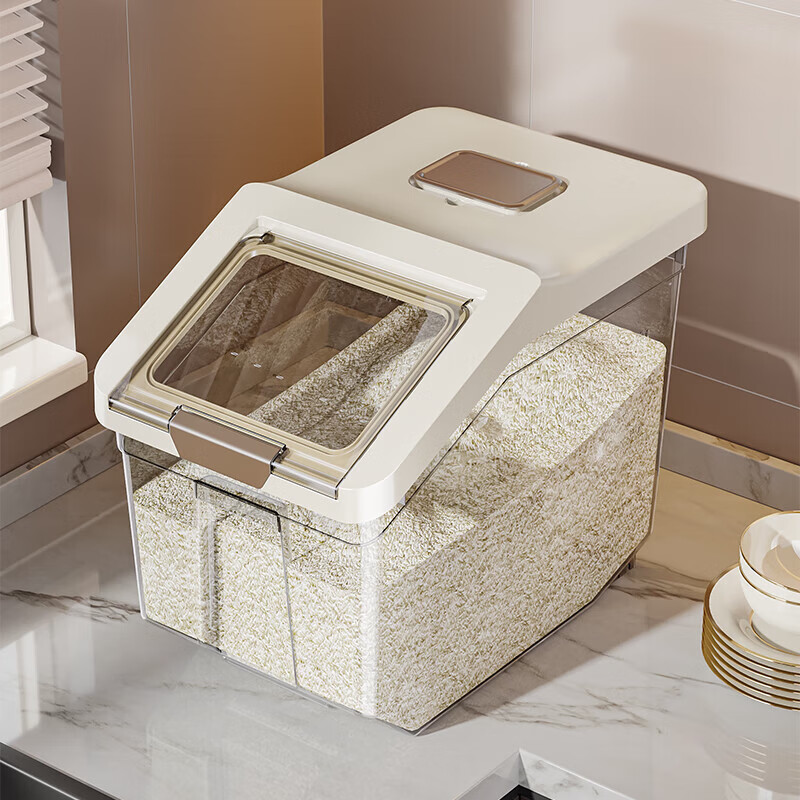 【厂家直发】米桶家用2025新款密封五谷杂粮收纳盒面粉盒储粮桶 滑轮款10斤+量杯1个 1个