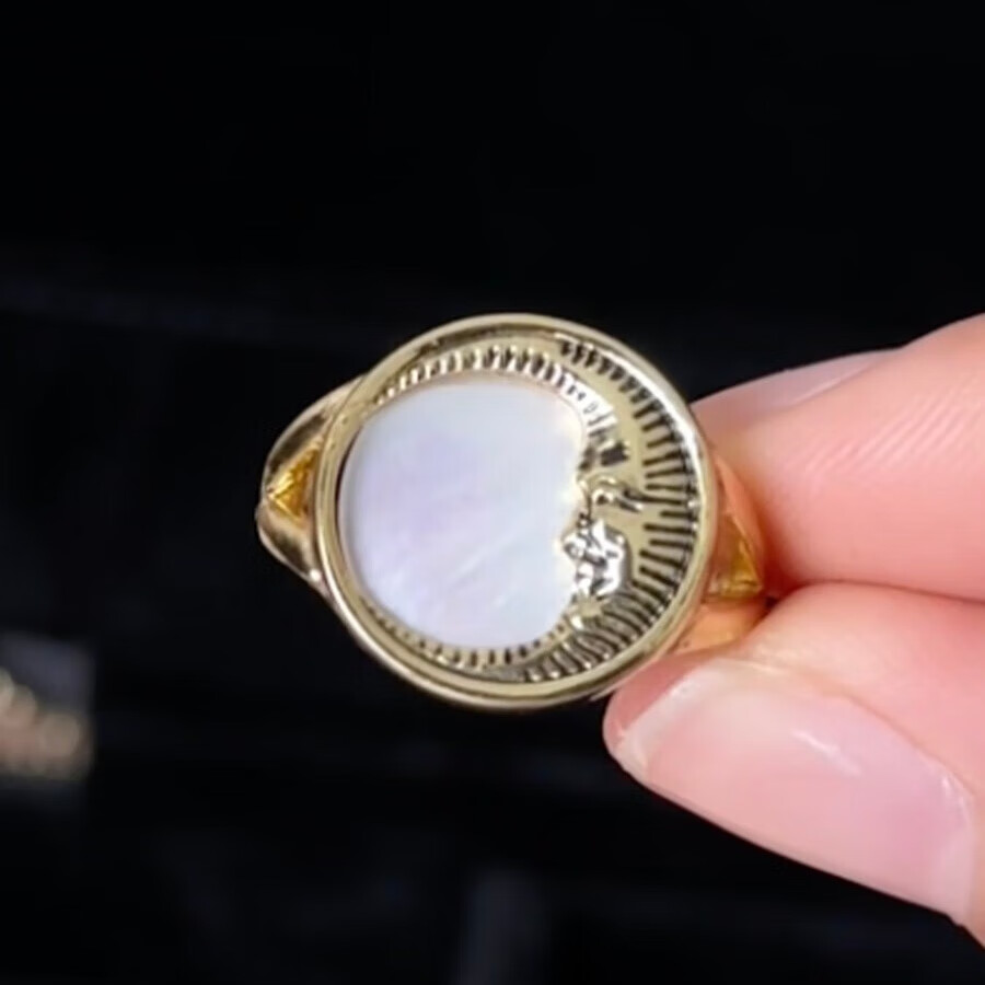 Fable欧美黑色珐琅新月亮戒指镀金小众设计高级感独特轻奢气质女 月亮戒指(M-18mm)