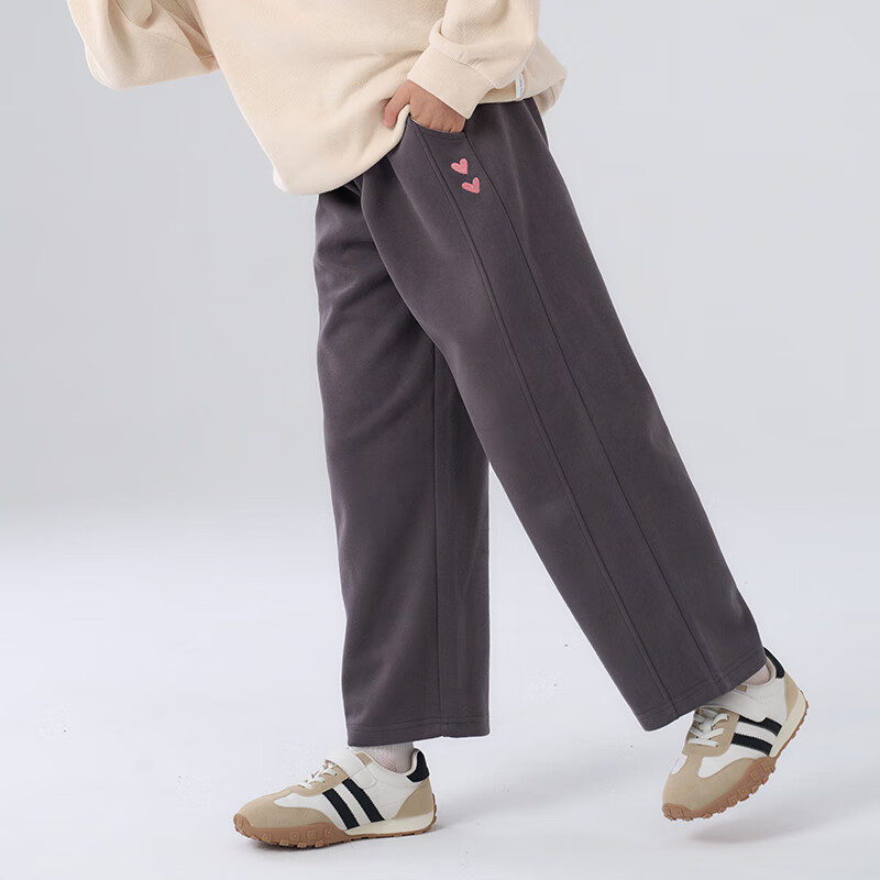 棉花堂(cottontown)【加绒】棉花堂儿童加绒裤子男童加厚休闲裤女童针织卫裤秋冬新款 深灰 110 110/53