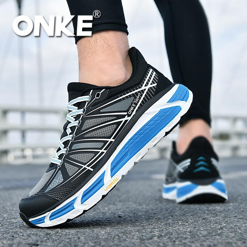 ONKE跑步鞋女冬季新款轻便透气防滑减震男女鞋厚底增高耐磨运动跑步鞋 普鲁士蓝 39