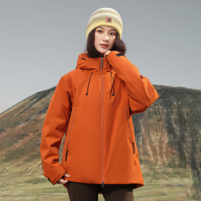 H 2000【达人专属】2025秋冬户外防风加厚连帽羽绒服男女同款D5W42800 桔黄色 S 165 推荐105-120斤 京东折扣/优惠券