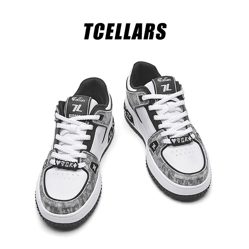 Tcellars板鞋男鞋2025冬季新款轻奢涂鸦潮鞋低帮厚底复古百搭休闲鞋子男款 熊猫黑加绒（Tpai） 43