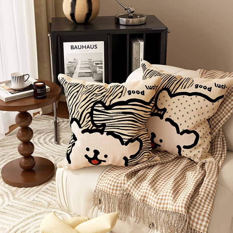 AILUKI日本沙发抱枕客厅卧室床头靠枕汽车办公室午休枕头可拆洗抱枕套 N快乐修勾B 40cm*40cm 含枕芯