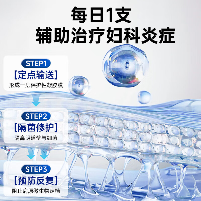 妇炎洁 医用妇科敷料洗液300ml宫颈炎阴道炎白带异常瘙痒异味红肿灼痛 医用妇科凝胶1盒7支【体验装】