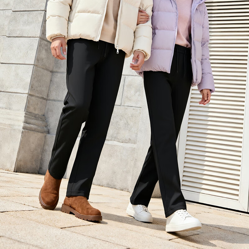 阿仕顿（ARTSDON）2025年秋季男士新款时尚保暖松紧腰直筒鹅绒羽绒裤 黑色 4XL 195 推荐175-200斤