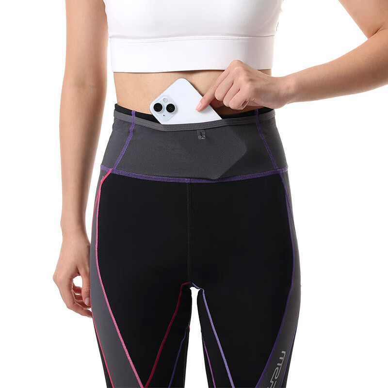 MZPX压缩长裤女GD健身支撑训练马拉松运动跑步速干口袋紧身长裤春秋季 女GD（薄款）黑色 四口袋高强度 M 裤腰周长平量64cm