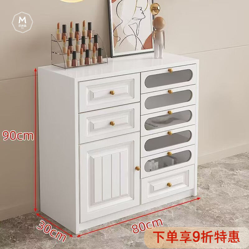 迈途森美甲柜子展示柜甲油胶产品指甲油收纳柜甲油胶美甲店落地储物柜 暖白色80送货入户包安装