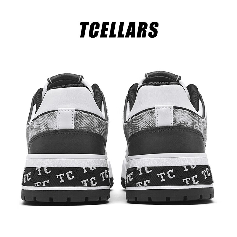 Tcellars板鞋男鞋2025冬季新款轻奢涂鸦潮鞋低帮厚底复古百搭休闲鞋子男款 熊猫黑加绒（Tpai） 43