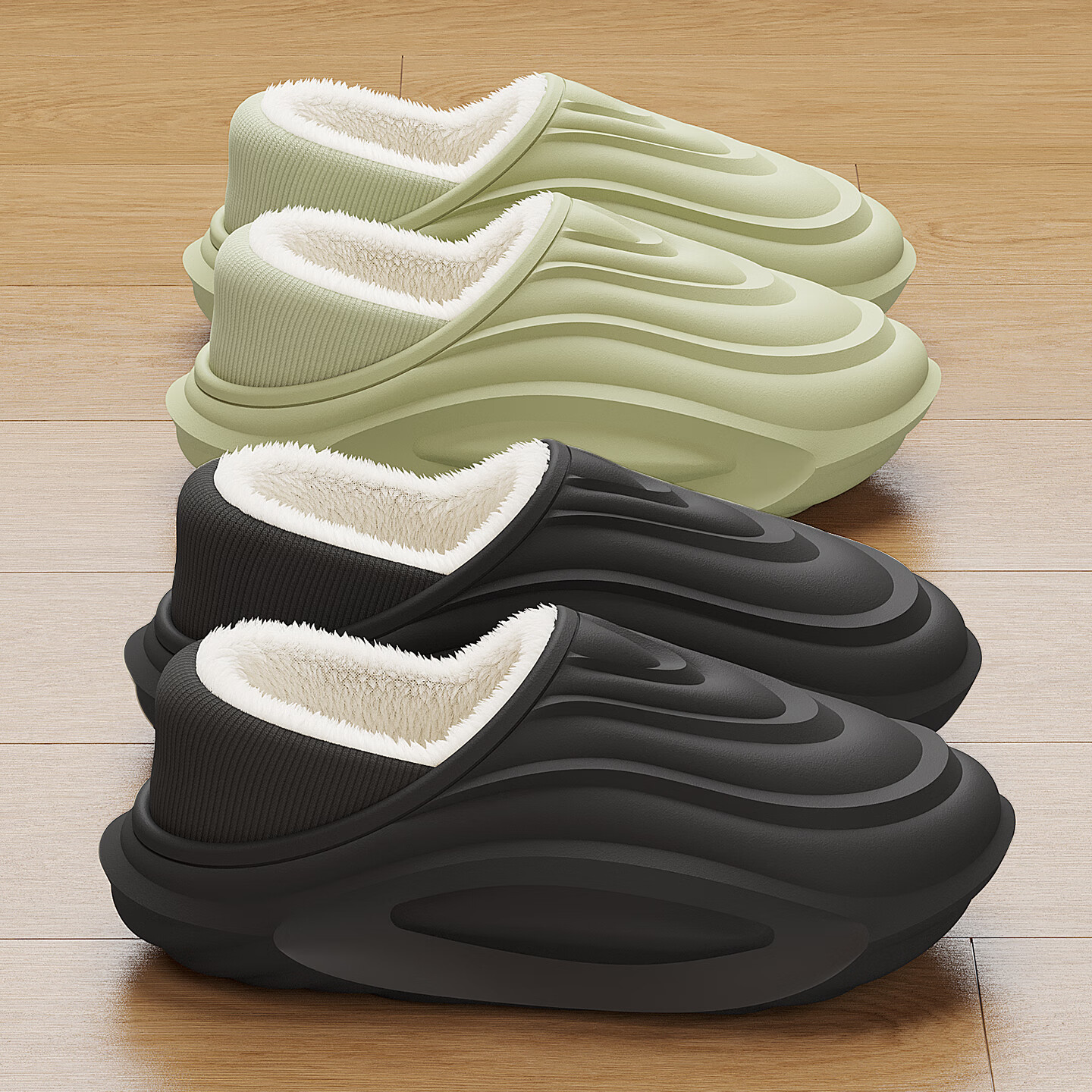 FZT防水棉拖鞋男士秋冬季外穿防滑防臭居家室内加绒保暖全包跟棉鞋女 纯黑色【防水保暖一鞋两穿】 42-43 标准码