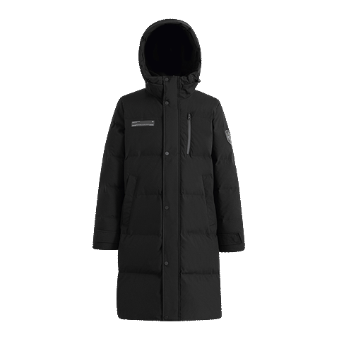 雪中飞秋冬东方简奢风时尚休闲舒适廓形男士“H”版型印花立领连帽羽绒