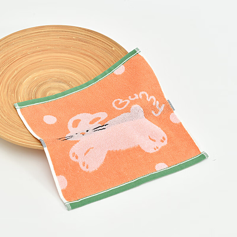 洁丽雅(grace) 纯棉儿童方巾全棉可爱卡通小毛巾洗脸方巾手帕擦手巾带挂绳 A类纯棉【紫色25*25cm】 2条 25g