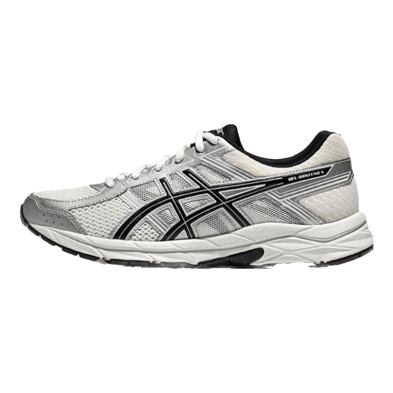 亞瑟士ASICS網(wǎng)面跑鞋百搭男鞋緩震運動鞋透氣跑步鞋 GEL-CONTEND 4 白色/銀色 44.5