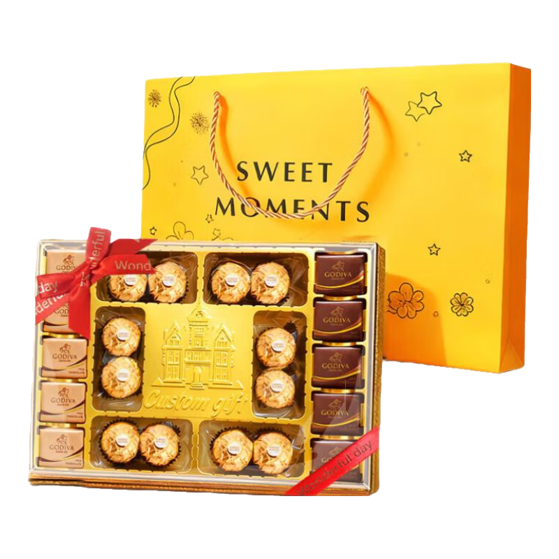 费列罗巧克力礼盒 新年礼物  情人节礼物 生日礼物 送女朋友送女友男友 [企采优选]费列罗歌帝梵双拼送礼品袋