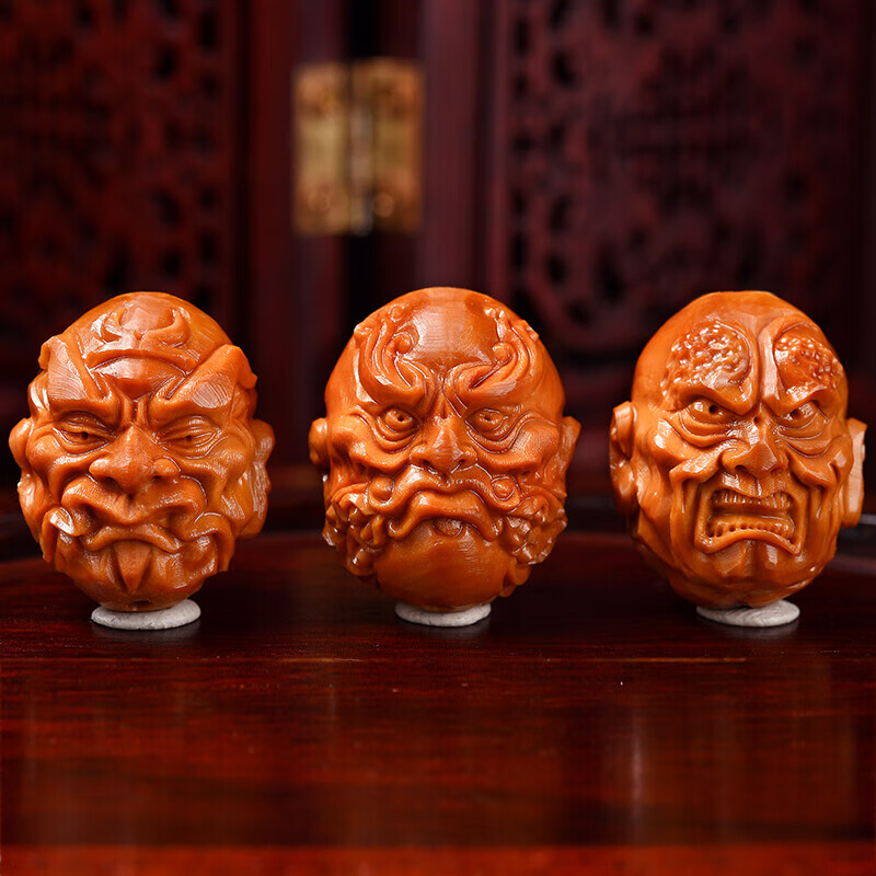 珍百福橄榄核手串 十八罗汉 文玩橄榄核雕手串男 心江手工刻 1.9*2.3cm