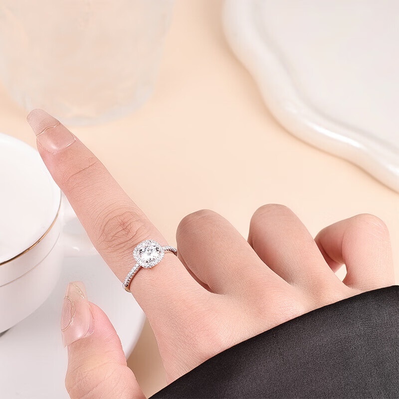 胖东来同款莫桑钻小方糖戒指原创戒银1克拉莫桑石方包 银+1克拉莫桑MJ-032 开口可调节