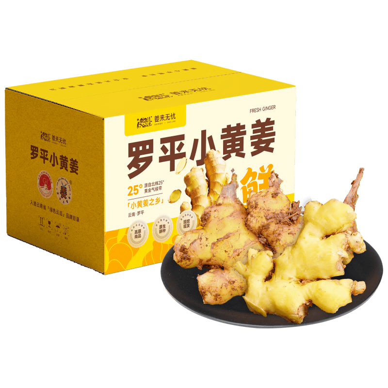 姜來無憂云南正宗羅平新鮮小黃姜老生姜月子入藥泡腳煲湯姜棗膏炒菜調(diào)料  新鮮露天種植小黃姜1.5kg