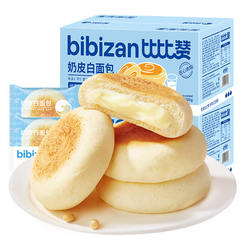 比比赞奶皮白面 面包速食营养早餐夹心糕点解馋充饥零食休闲小吃食品 【约7包】奶皮白面 面包300g/箱