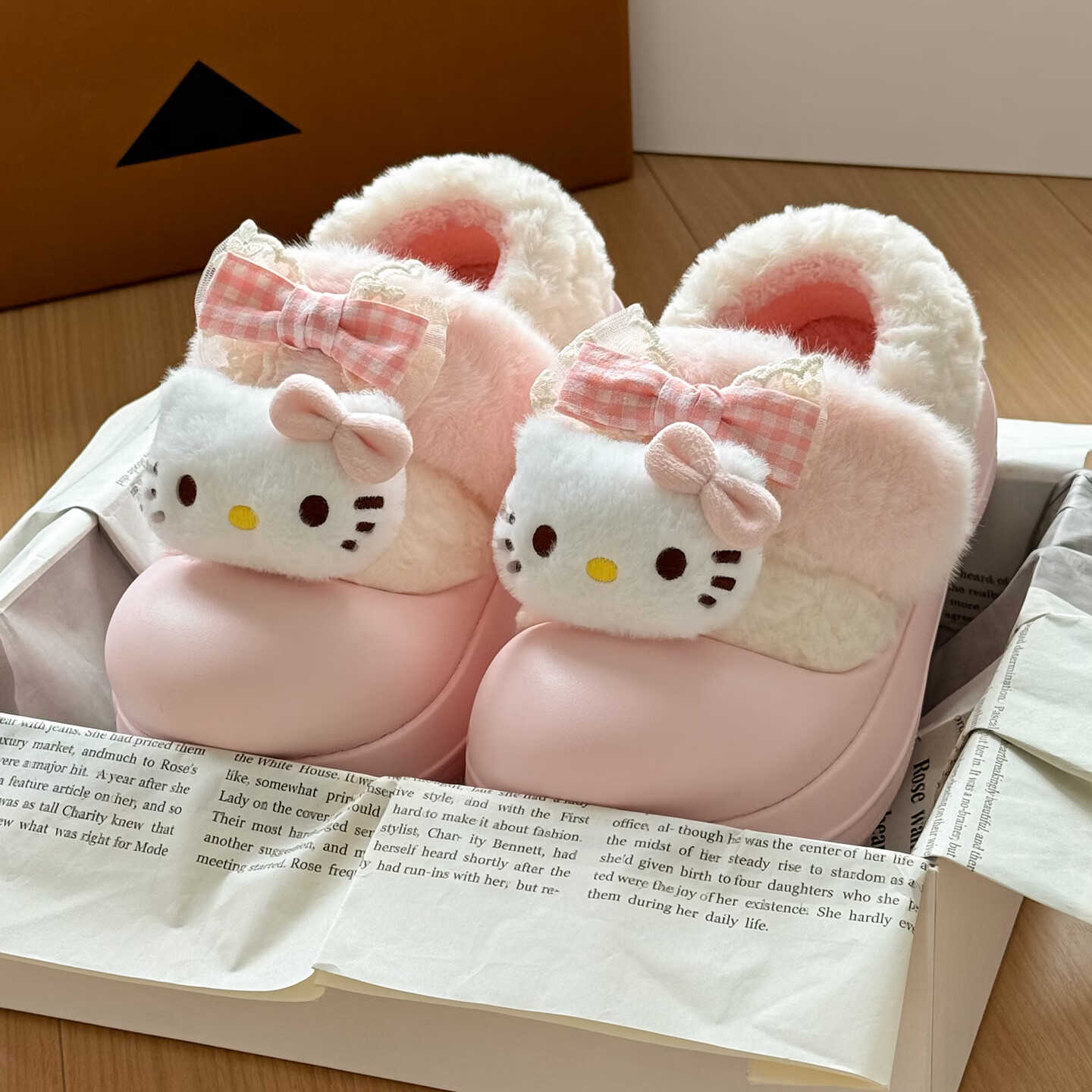 FZT正版三丽鸥棉拖鞋女冬季居家室内保暖学生可爱玉桂狗凯蒂猫毛拖鞋 凯蒂猫【包跟更保暖】 36-37 标准码