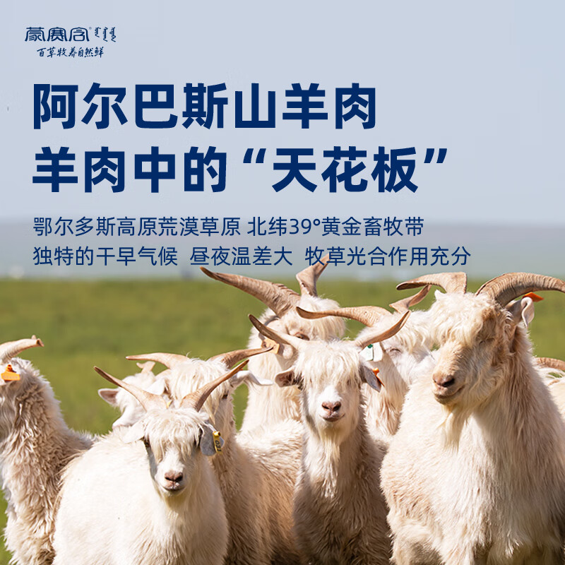 蒙赛含 阿尔巴斯山羊肉 原切羯羊带骨肉块1kg 羊汤骨煲 生鲜羊肉手抓肉 2斤
