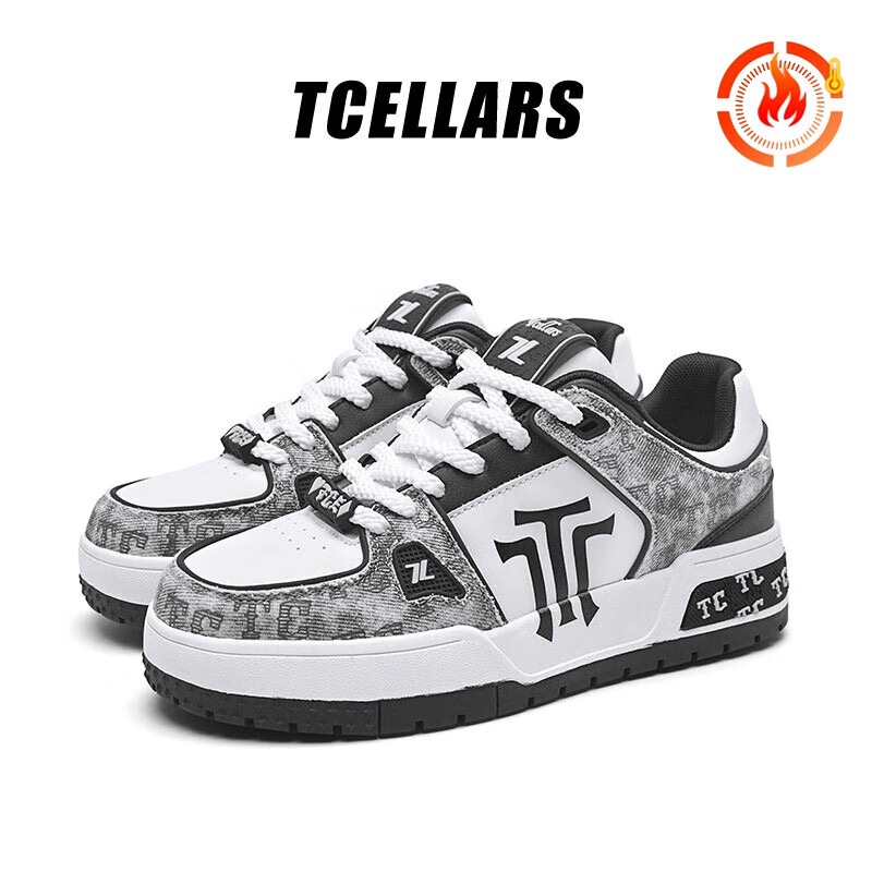 Tcellars板鞋男鞋2025冬季新款轻奢涂鸦潮鞋低帮厚底复古百搭休闲鞋子男款 熊猫黑加绒（Tpai） 43 京东折扣/优惠券