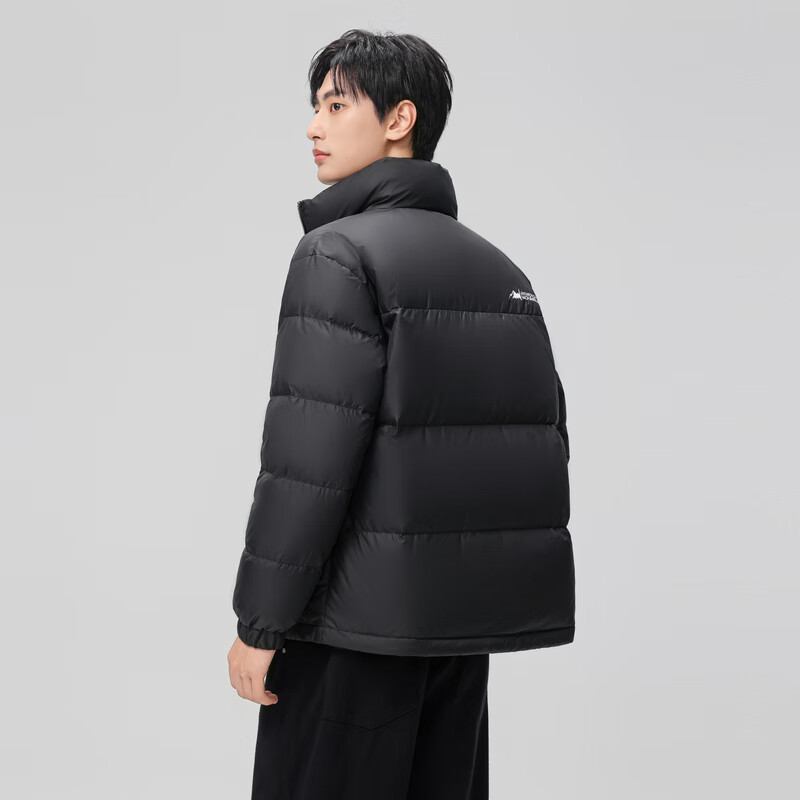 雪中飞【反季清仓】新款百搭时尚休闲斜插式口袋男女同款短款立领羽绒服 黑色|8056 2XL 185/100A