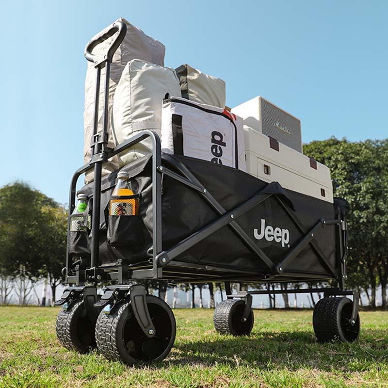 JEEP户外露营车买菜溜娃车折叠收纳营地小推车野餐摆摊车 坦克黑180L