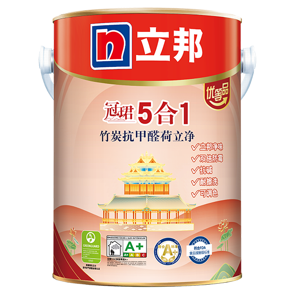 立邦【同城购】冠珺竹炭抗甲醛荷立净5合1内墙乳胶漆 5L【单桶装】