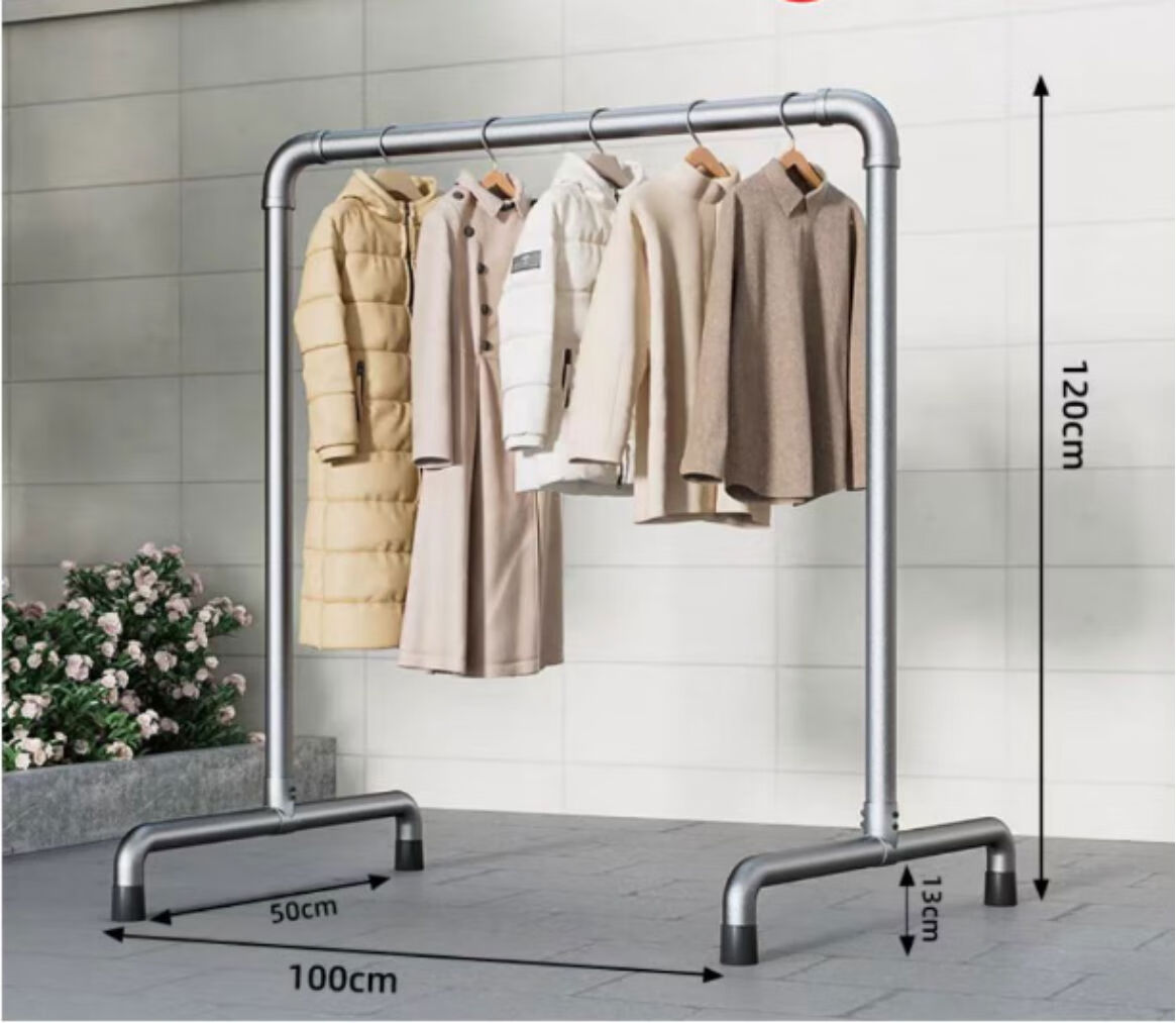 接运猫钢管晾衣架阳台家用简易晒被水管凉衣架落地卧室户外挂衣服晾衣