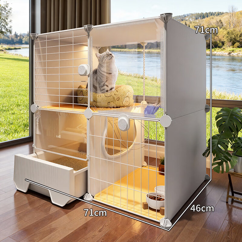 蔻丝猫别墅厕所一体超大空间猫笼子家用室内猫窝四季通用全景猫屋舍