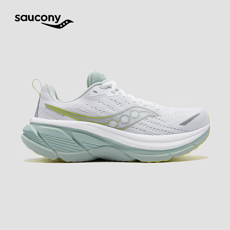 Saucony索康尼HURRICANE飓风25旗舰稳定舒适跑鞋男女生减震运动鞋 白浅绿241【女款】 39