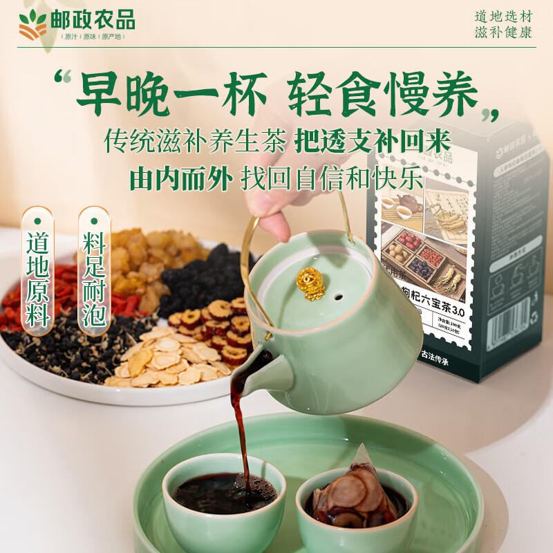 加邮邮政农品人参枸杞桑葚桂圆茶红黑枸杞男士养生强身六宝茶120g*4盒