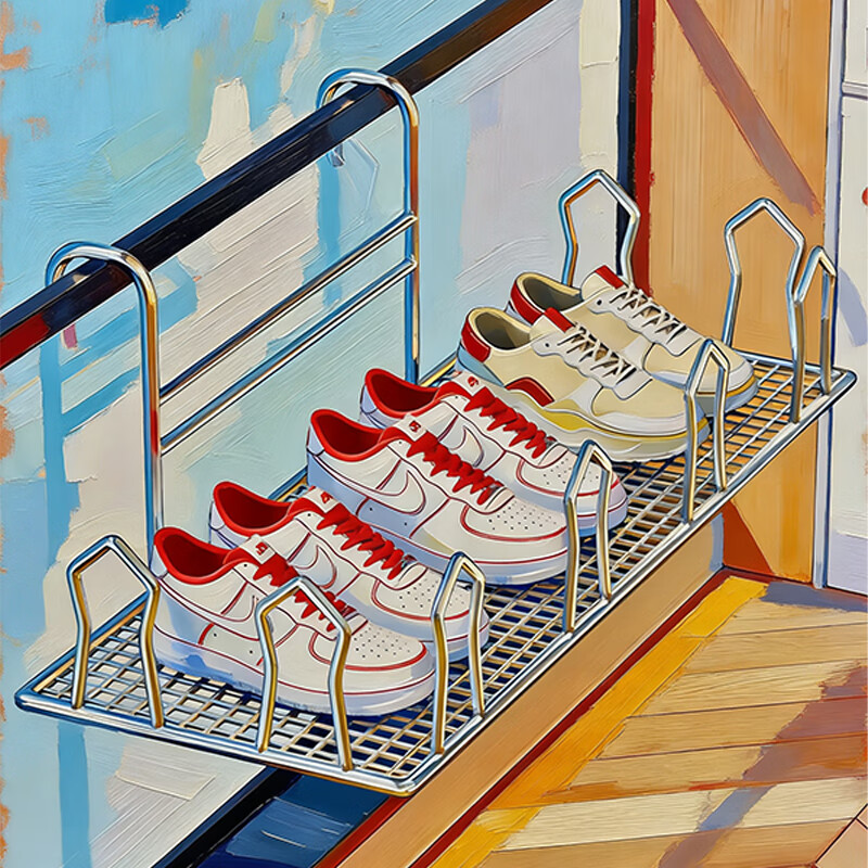 尔思家阳台晾鞋架多功能衣架晒鞋架窗户免打孔家用悬挂式专用晒鞋神器 银色一个装