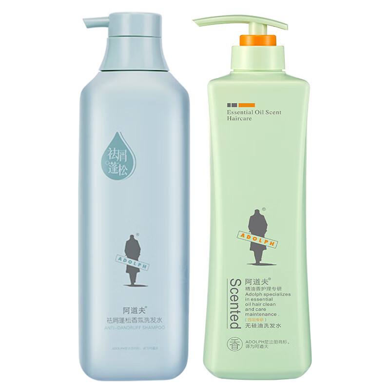 阿道夫香氛洗发水套装 控油去屑洗发露清爽蓬松柔顺留香洗头膏男女士 祛屑蓬松洗发518ml+无硅油洗发500ml